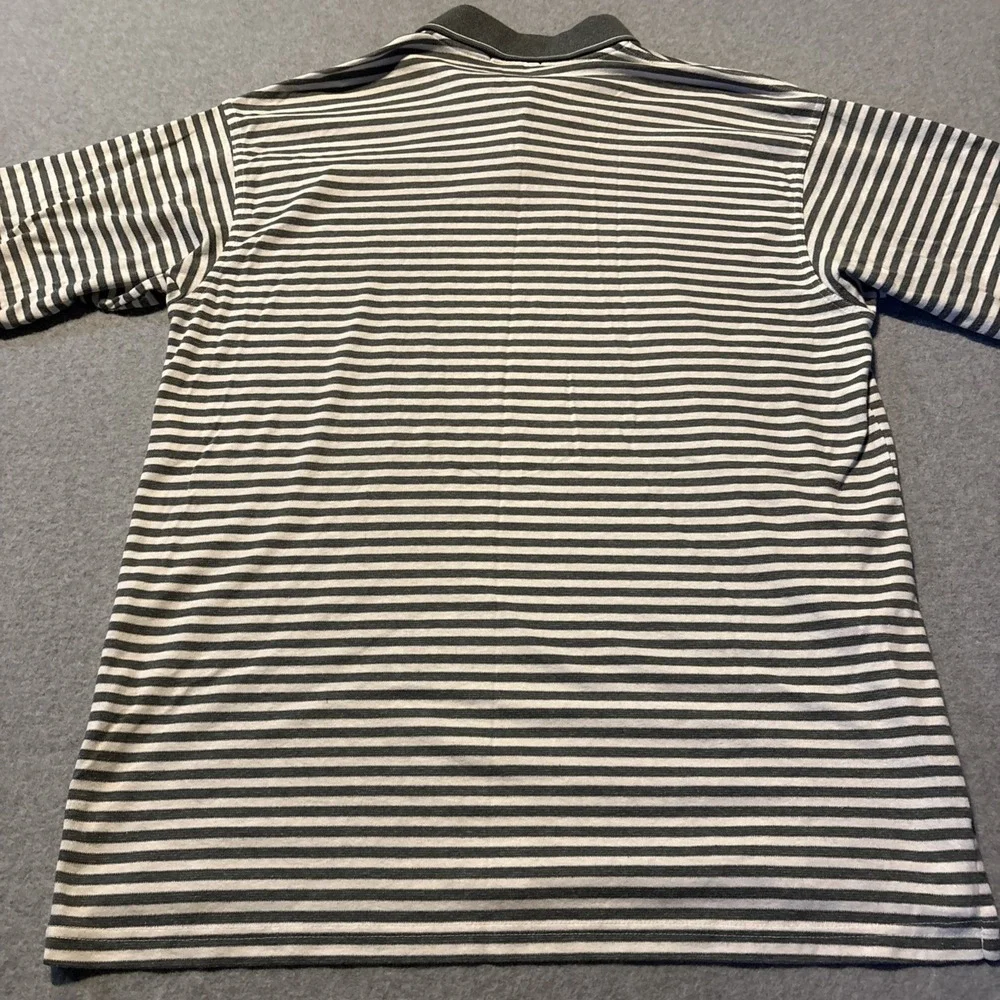 TWINHILL Golf Company Men's XL Gray White Striped Polo‎ Very Good Cond.